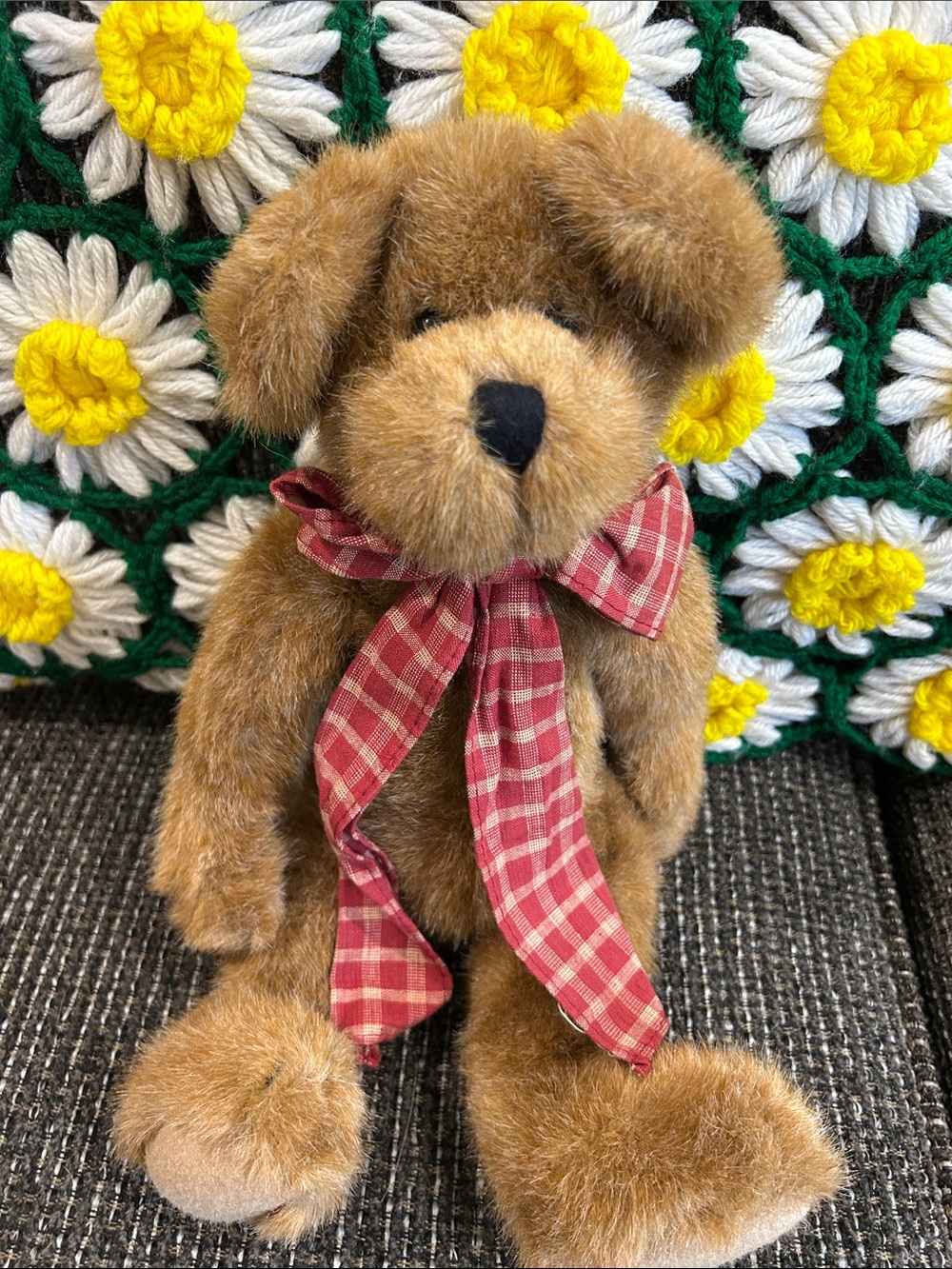 Boyd’s Brown Plush Teddy Bear with Red Plaid Bow